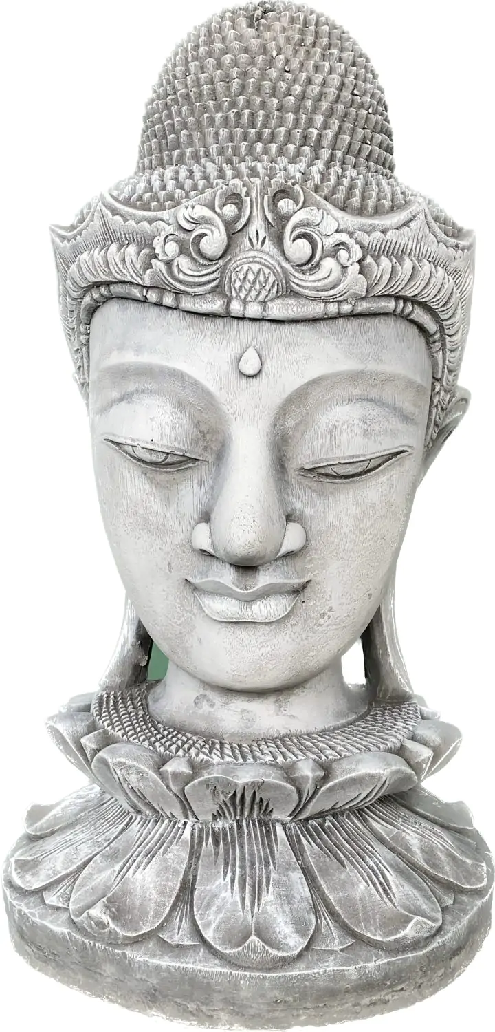  Product image 1 of the product “Champa - Buddha Head on Lotus bud, 50cm H | cast stone ”